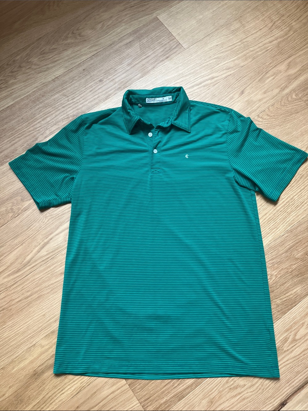 Criquet Men's Top Shelf Players Polo -golf green microstripe size M